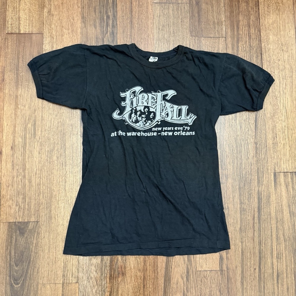 VINTAGE 1970s Fantasy T Shirt Men Black Firefall New Year Classic Rock Band T XL